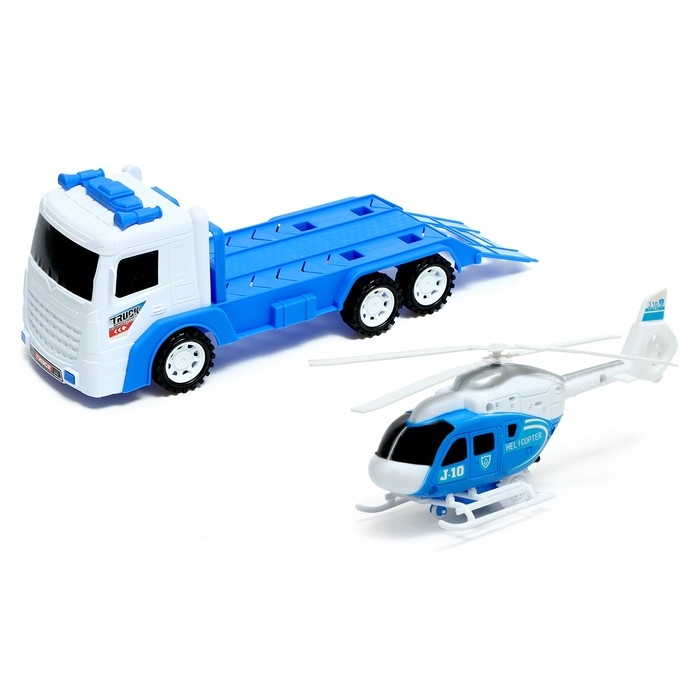Грузовик инерционный &laquo;Автовоз&raquo;, вертолёт в комплекте, МИКС