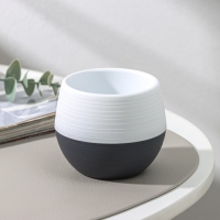 Горшок для цветов с поддоном &laquo;Япония&raquo;, 125 мл, d=8 см, h=6,5 см, цвет белый-графитовый