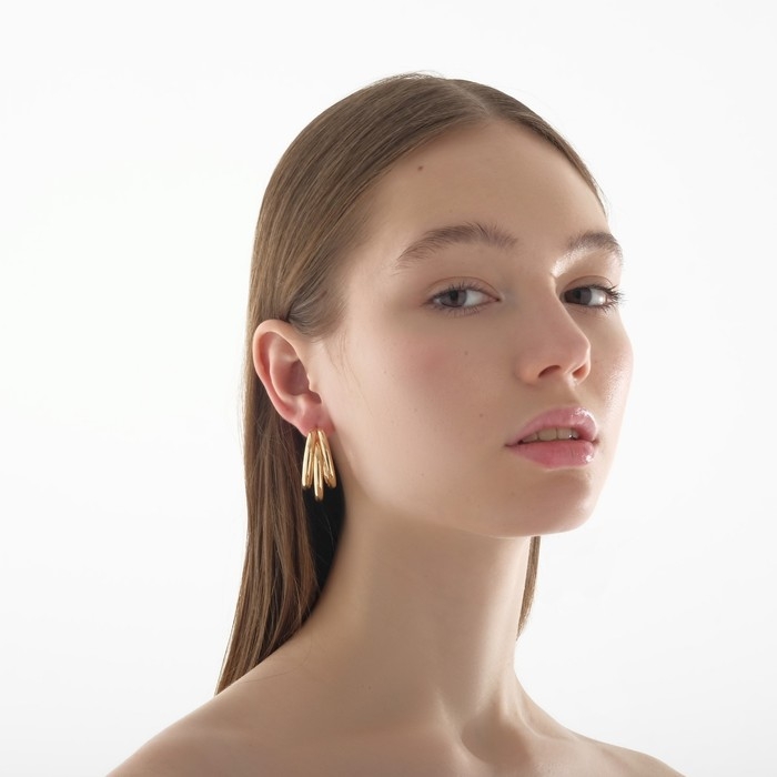 Серьги-кольца «Тринити» d=2, цвет золото Серьги-кольца «Тринити» d=2, цвет золото