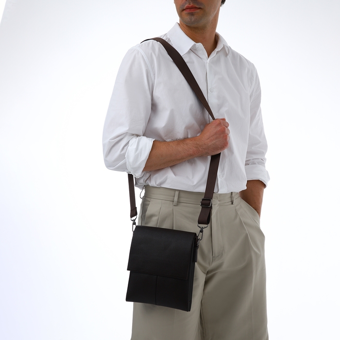 Сумка мужская через плечо TEXTURA, наружный карман, цвет коричневый Сумка мужская через плечо TEXTURA, наружный карман, цвет коричневый