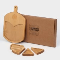 Подарочный набор деревянной посуды Adelica &laquo;Сырная мозайка&raquo;, доска разделочная 35&times;22 см, менажницы 4 шт, 12,5&times;9 см, берёза