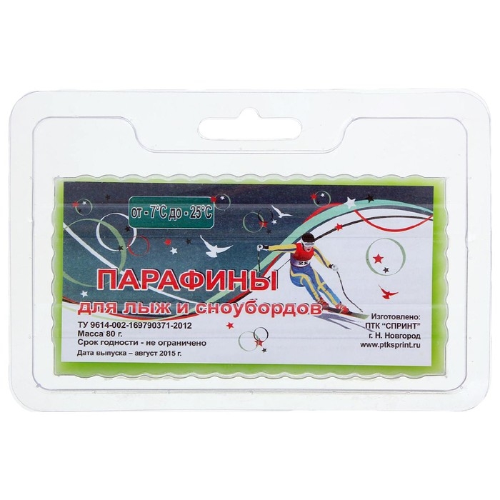 Парафин для лыж, от -7 до -25&deg;C, 80 г, цвет зелёный