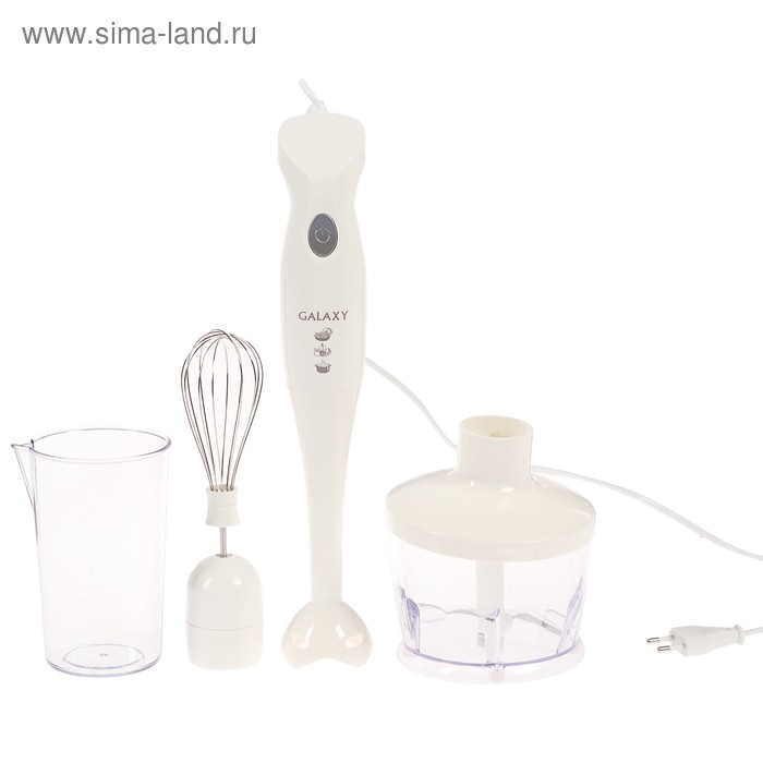 Блендерный набор Galaxy GL 2127, 300 Вт, погружной, 0.5 л, 1 скорость, белый