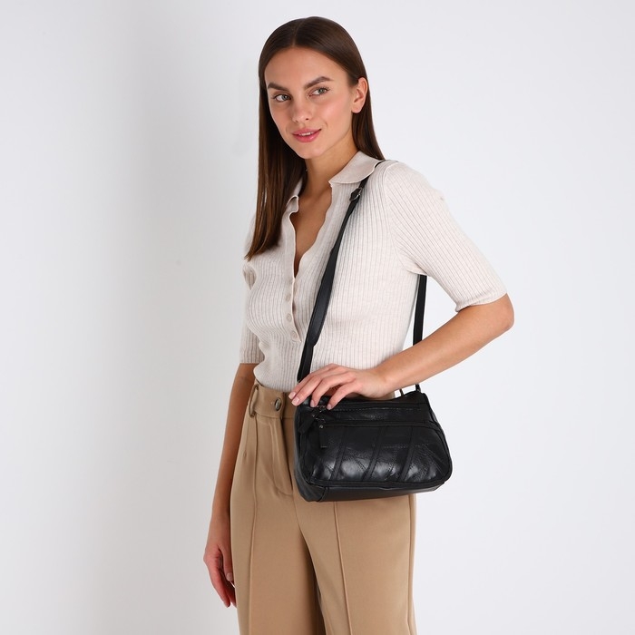 Сумка женская на одно плечо, на молнии, цвет чёрный Сумка женская на одно плечо, на молнии, цвет чёрный