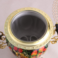 Набор &laquo;Хохлома&raquo;, овал, 3 предмета, самовар 3 л, заварочный чайник 0,7 л, поднос