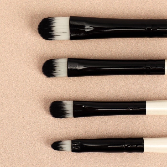 Набор кистей для макияжа &laquo;Полоски&raquo;, 8 предметов, чехол на молнии, цвет белый/чёрный