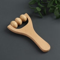 Массажёр &laquo;Барабан&raquo;, деревянный, 15 &times; 8 &times; 3 см, 3 шарика