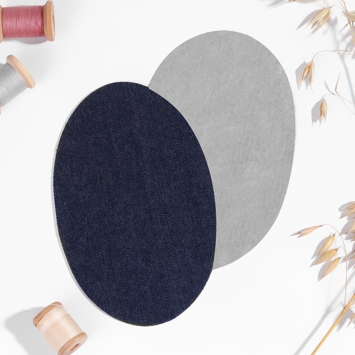 Заплатки для одежды, 15,5 &times; 9,5 см, термоклеевые, пара, цвет синий джинс