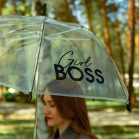 Зонт женский купол Girl boss, 8 спиц, d = 88 см, прозрачный