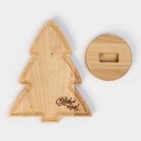 Подарочный набор деревянной посуды Adelica &laquo;С Новым Годом&raquo;, сервировочная доска елочка на подставке 22&times;18 см, масло 100 мл, магнит, в подарочной коробке