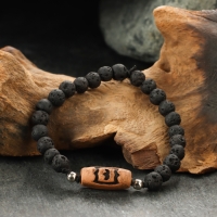 Браслет из лавы с бусиной Дзи &laquo;Гаруда&raquo; №3
