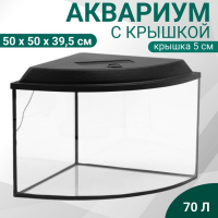 Аквариум "Сектор" угловой с крышкой, 70 литров, 50 х 50 х 39,5/44,5 см, чёрный Аквариум "Сектор" угловой с крышкой, 70 литров, 50 х 50 х 39,5/44,5 см, чёрный