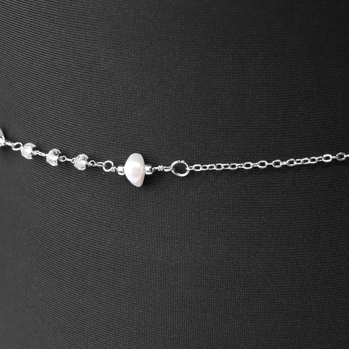 Портупея &laquo;Талия&raquo; жемчужина, цвет белый в серебре, 68 см + 25 см удлинитель