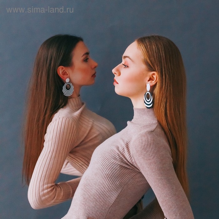 Серьги пластик &laquo;Вивьен&raquo; спираль-круг, цвет чёрно-белый