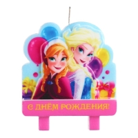 Свеча в торт "С Днем Рождения!", 3-д печать, Холодное сердце, 8&times;8 см