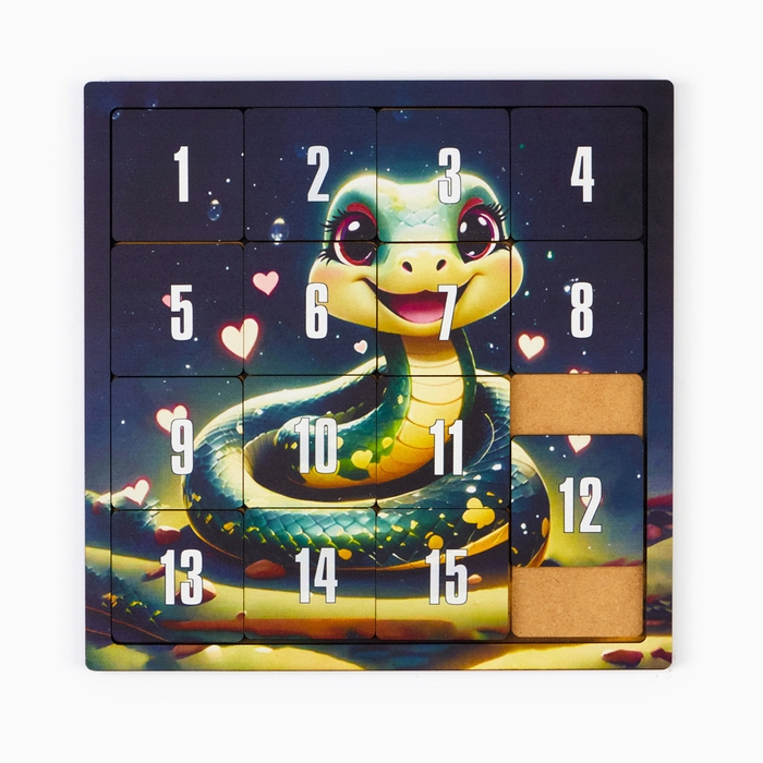 Головоломка "Пятнашки. Змейка", логическая настольная игра, 22 х 22 см