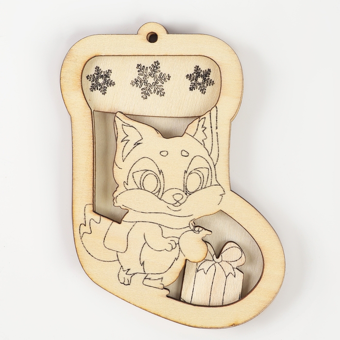 Ёлочная подвеска из дерева своими руками на новый год &laquo;Носок&raquo;, новогодний набор для творчества