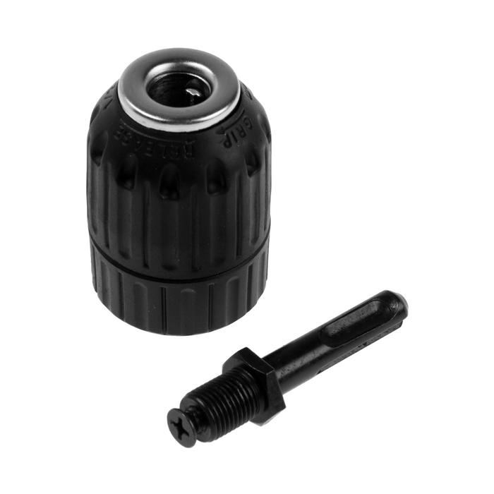 Патрон для дрели ТУНДРА, быстрозажимной, М12 х 1.25, 1.5 - 13 мм + переходник на SDS-plus Патрон для дрели ТУНДРА, быстрозажимной, М12 х 1.25, 1.5 - 13 мм + переходник на SDS-plus