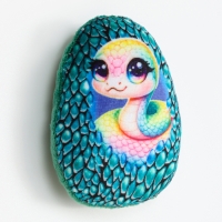 Магнит новогодний мягкий &laquo;Змея в яйце&raquo;, зелёная