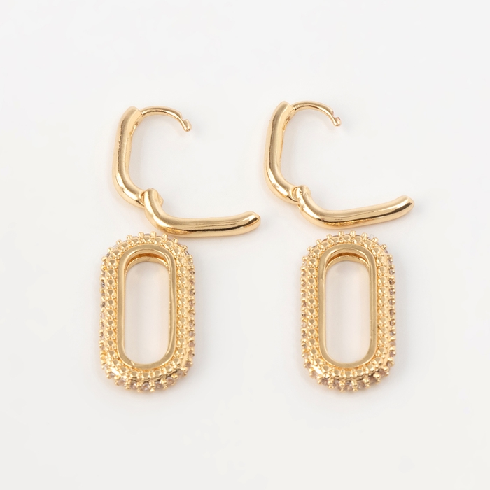 Серьги металл &laquo;Цепи&raquo; два звена, цвет белый в золоте