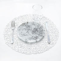 Набор салфеток сервировочных на стол Доляна &laquo;Паутинка&raquo;, d=38 см, 4 шт, цвет серебряный