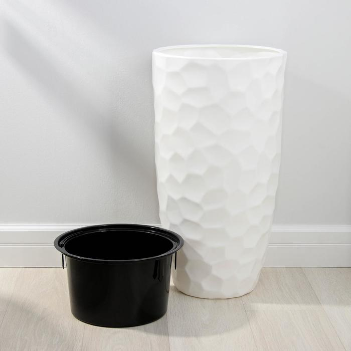 Кашпо для цветов со вставкой &laquo;Мозаика&raquo;, 42 л (9 л), цвет белый