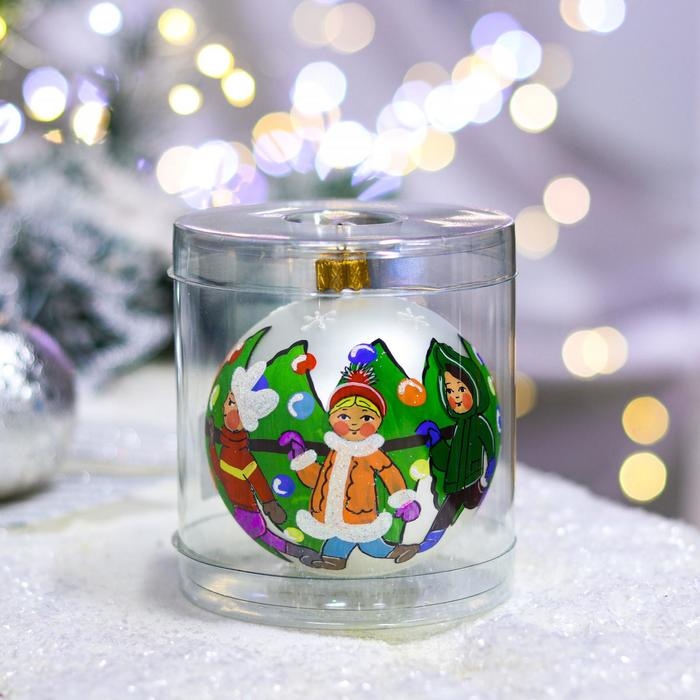 Ёлочная игрушка Шар &laquo;Хоровод&raquo;, 80 мм, ручная роспись, стекло