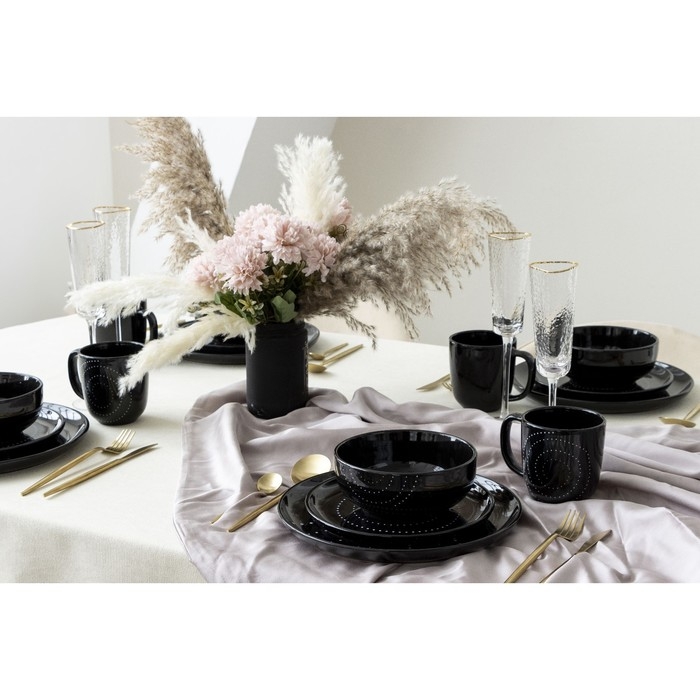 Кружка керамическая &laquo;Орнамент&raquo;, 450 мл, цвет чёрный