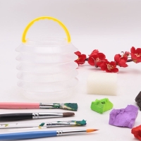 Стакан для кистей складной d=8,5 см, с губкой, прозрачный с ручкой