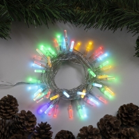 Гирлянда &laquo;Нить&raquo; 5 м с насадками &laquo;Хрусталики&raquo;, IP20, прозрачная нить, 50 LED, свечение мульти, 8 режимов, 220 В