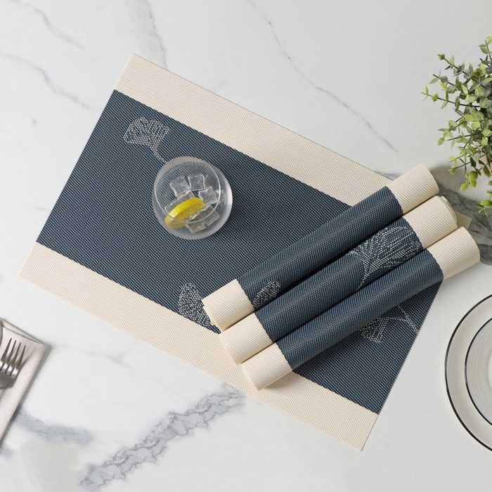 Салфетки сервировочные на стол Доляна &laquo;Лилли&raquo;, 4 шт, 45&times;30 см, цвет синий