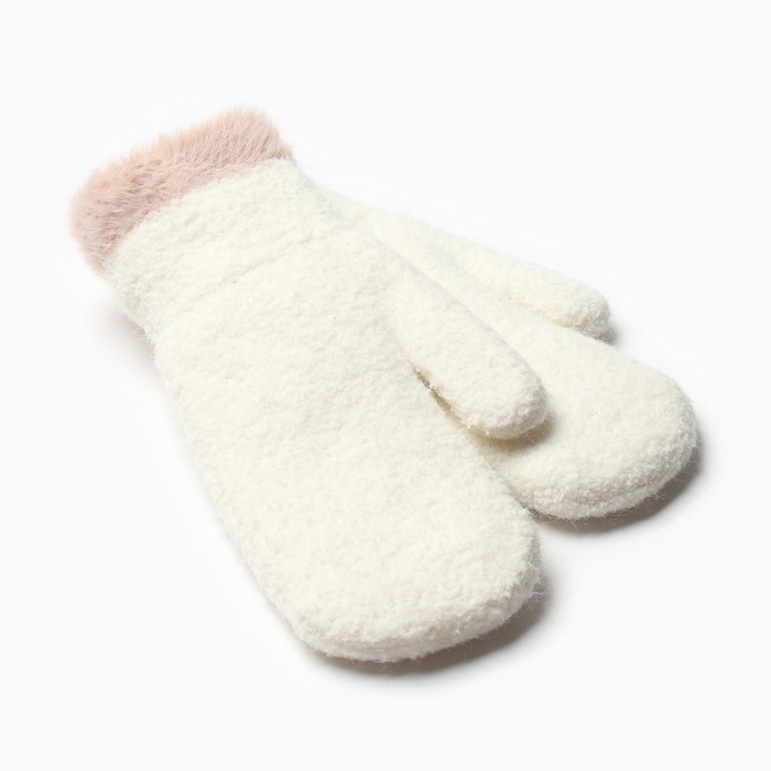 Варежки женские на иск.меху MINAKU опушка 22 см молочный Варежки женские на иск.меху MINAKU опушка 22 см молочный