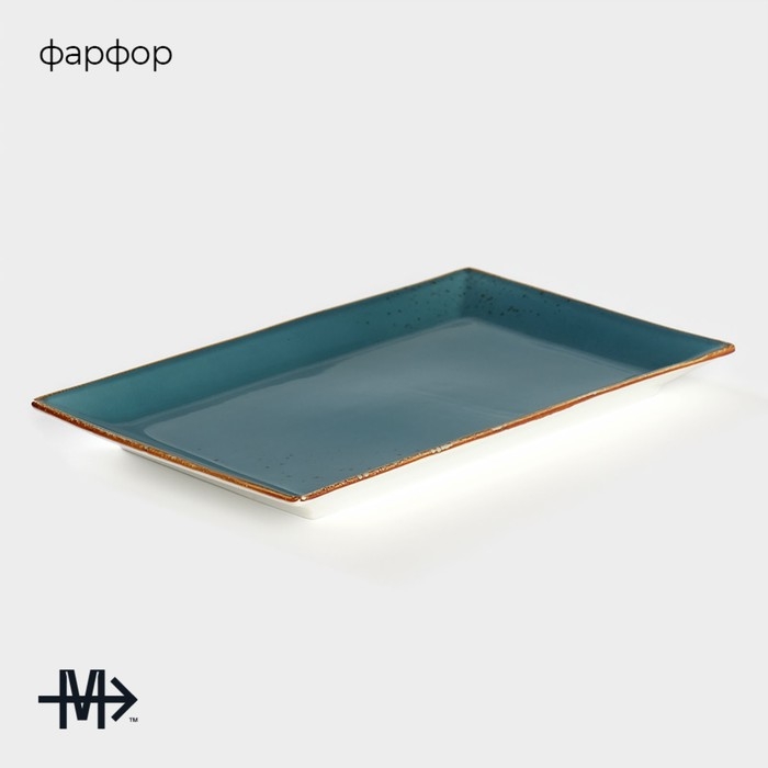 Блюдо для подачи фарфоровое Magistra &laquo;Церера&raquo;, 28&times;17,5 см, цвет зелёный