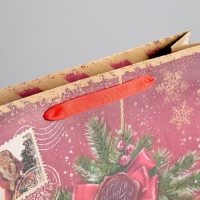 Пакет подарочный новогодний крафтовый вертикальный &laquo;Новогодняя посылочка от Дедушки Мороза&raquo;, L 31 х 40 х 9 см, Новый год