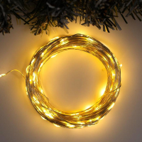 Гирлянда &laquo;Нить&raquo; 20 м роса, IP20, серебристая нить, 200 LED, свечение тёплое белое, 12 В