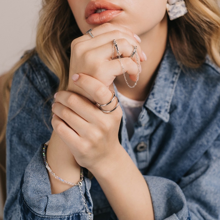 Кольцо «Модерн» линии, цвет серебро, безразмерное Кольцо «Модерн» линии, цвет серебро, безразмерное