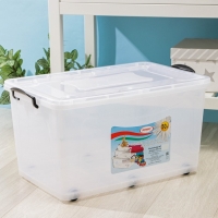 Контейнер для хранения с крышкой, 50 л, 61&times;39&times;32 см, на колёсиках, прозрачный