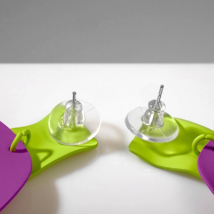 Серьги металл &laquo;Яркость&raquo; геометрия, цвет салатово-фиолетовый