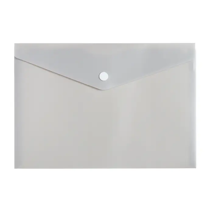 Папка-конверт на кнопке А5, 180 мкм, Calligrata Office, полупрозрачная, дымчатая (серая)