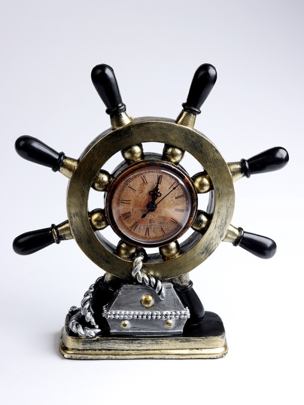 Часы настольные интерьерные, &laquo;Штурвал&raquo;, на батарейках, 16&times;6.5&times;27 см, d-8 см