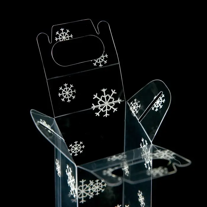 Коробка подарочная новогодняя складная ПВХ &laquo;Праздничное настроение&raquo; 4&times;4&times;8 см