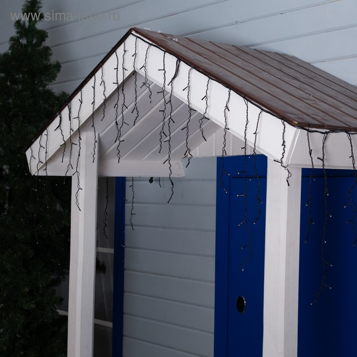 Гирлянда &laquo;Бахрома&raquo; 3 &times; 0.6 м, IP44, УМС, тёмная нить, 160 SMD-LED, свечение синее, 220 В