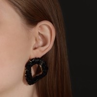 Серьги со стразами &laquo;Блеск&raquo; бублик, чёрные в золоте