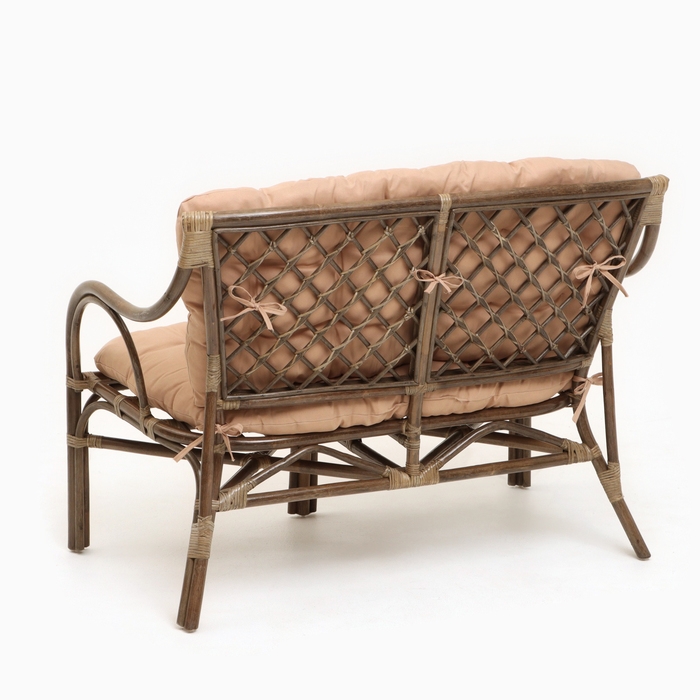 Набор садовой мебели "Makita": 2 кресла, диван, стол, ротанг тёмный, подушки бежевые