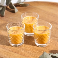 Свеча ароматическая в стакане (набор 3 шт) по 50 мл, 10 ч, 32 гр, МОЛОКО-МЁД