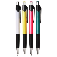 Набор ручек шариковых, 4 штуки, цветной корпус, с резиновым держателем, МИКС