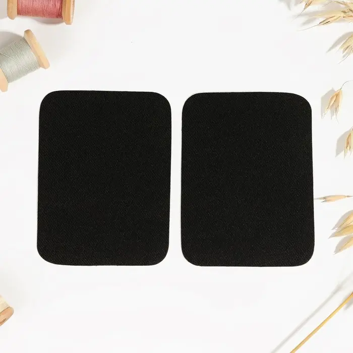 Заплатки для одежды, 10 &times; 7,5 см, клеевые, пара, цвет чёрный