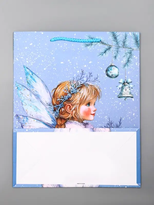 Пакет подарочный новогодний ламинированный, &laquo;Новогодний ангел&raquo; , 26&times;12&times;32 см
