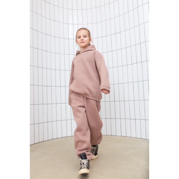 Худи для девочки MINAKU: Basic Line KIDS, цвет тёмно-бежевый, рост 128