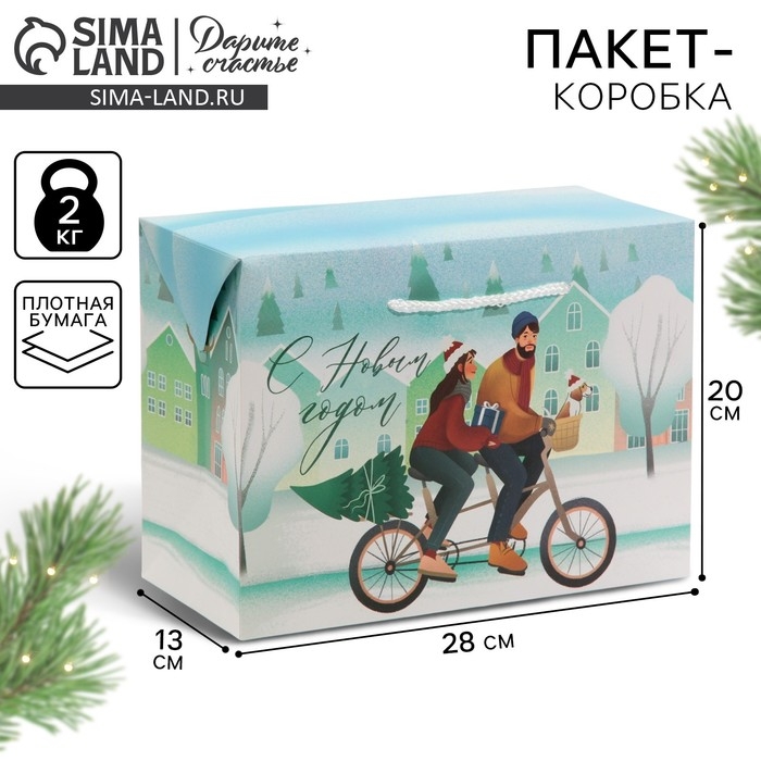 Пакет-коробка &laquo;Новый год вместе&raquo;, 28 х 20 х 13 см, Новый год